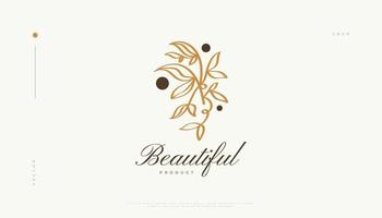 logotipo de flores de luxo e mínimo, adequado para marca de spa, beleza, salão ou cosméticos. ilustração de logotipo floral e folhas vetor