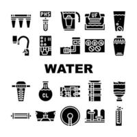 conjunto de ícones de coleção de filtro de tratamento de água vetor