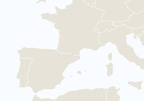 europa com mapa de andorra destacado. vetor
