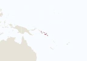 Oceania com mapa destacado das Ilhas Salomão. vetor