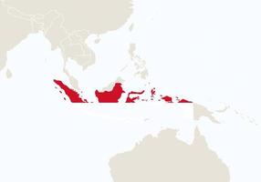 ásia com mapa destacado da Indonésia. vetor