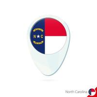 ícone de pino do mapa de localização da bandeira da Carolina do Norte do estado dos eua no fundo branco. vetor