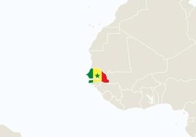 áfrica com mapa destacado do senegal. vetor