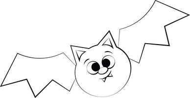 morcego pequeno bonito dos desenhos animados. desenhe a ilustração em preto e branco. vetor
