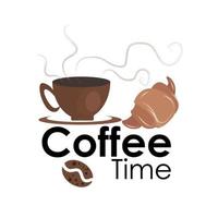 hora do café com logotipo de lanche vetor