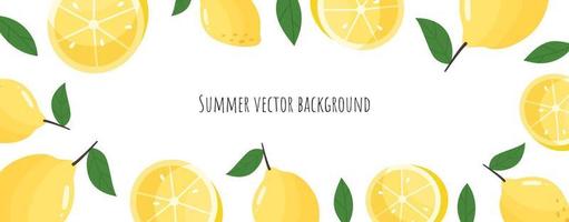 banner de design de fundo de verão colorido com limões vetor