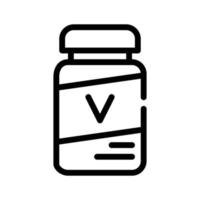 garrafa de vitamina para ilustração vetorial de ícone de linha de gato vetor