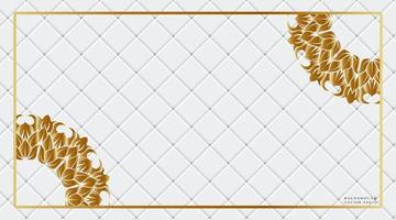 design de fundo branco com decoração de borda de ouro vetor