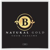 natureza ouro letra b logotipo modelo elegante premium vetor eps 10