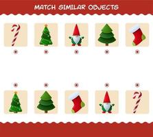 combinar semelhante ao natal dos desenhos animados. jogo de correspondência. jogo educativo para crianças e bebês da pré-escola vetor