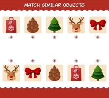 combinar semelhante ao natal dos desenhos animados. jogo de correspondência. jogo educativo para crianças e bebês da pré-escola vetor