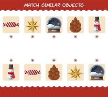 combinar semelhante ao natal dos desenhos animados. jogo de correspondência. jogo educativo para crianças e bebês da pré-escola vetor