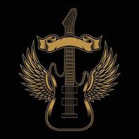guitarrista rockstar com design de ilustração vetorial de asas vetor