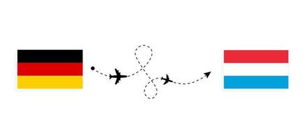 voo e viagem da alemanha para luxemburgo pelo conceito de viagem de avião de passageiros vetor