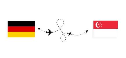 voo e viagem da alemanha para singapura pelo conceito de viagem de avião de passageiros vetor