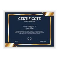 certificado de ouro criativo de modelo de prêmio de apreciação vetor