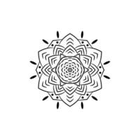 vetor de mandala preto e branco isolado no branco. vector elemento decorativo circular desenhado à mão. ilustração vetorial de coleção de modelo de cartão de convite de ornamento de moldura de casamento