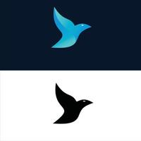 logotipo de design de pássaro azul e preto vetor