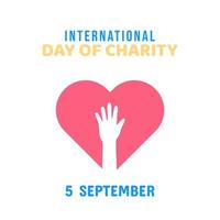 dia internacional da caridade, 5 de setembro. doe vetor de ilustração conceitual