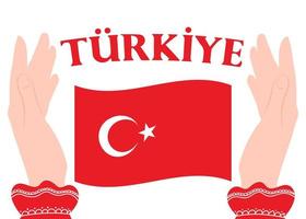 Turquia de inscrição turca e a bandeira da Turquia em um fundo branco. vetor