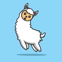 bonito lhama alpaca pulando ilustração de ícone de vetor dos desenhos animados. conceito de ícone animal isolado vetor premium