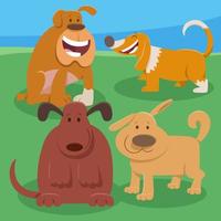 grupo de personagens de animais de cães de desenho animado fofo vetor