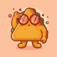 mascote de personagem de comida de sanduíche de triângulo genial com desenho isolado de expressão de pensamento em design de estilo simples vetor