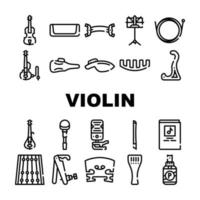 conjunto de ícones de instrumentos musicais de corda de violino vetor