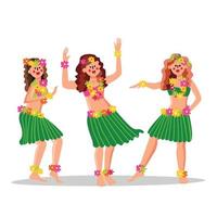 garotas de hula dançando dança engraçada juntos vetor