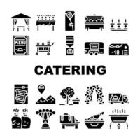conjunto de ícones de coleção de serviço de alimentação de catering vetor