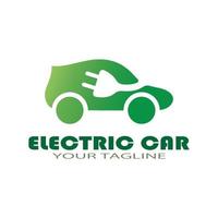 carro eco e vetor de logotipo de ícone de tecnologia de carro verde elétrico.