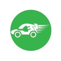 carro eco e vetor de logotipo de ícone de tecnologia de carro verde elétrico.