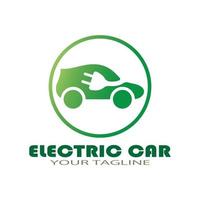 carro eco e vetor de logotipo de ícone de tecnologia de carro verde elétrico.