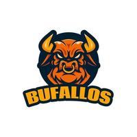 logotipo buffalo bulls mascote ilustrações dos desenhos animados vetor