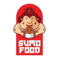 design de mascote de logotipo de comida de sumô japão vetor