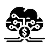 ilustração em vetor ícone de glifo de inteligência de negócios em nuvem