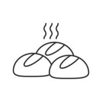 jantar rola ícone linear. ilustração de linha fina. pães redondos. símbolo de contorno. desenho de contorno isolado de vetor
