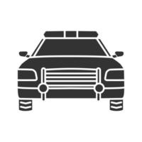 ícone de glifo de carro de polícia. símbolo da silhueta. espaço negativo. ilustração isolada do vetor