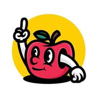 vetor de ilustrações de mascote de desenho de maçã vermelha