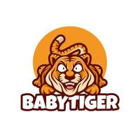 desenho de mascote de logotipo de criança de tigre vetor