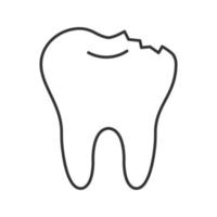 ícone linear de dente quebrado. ilustração de linha fina. dente lascado. símbolo de contorno. desenho isolado vetorial vetor