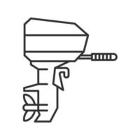 ícone linear do motor do barco de popa. ilustração de linha fina. motor de barco. símbolo de contorno. desenho de contorno isolado de vetor