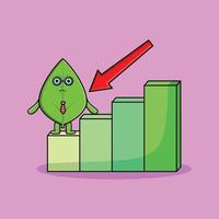 empresário bonitinho de folha verde com um gráfico de inflação vetor