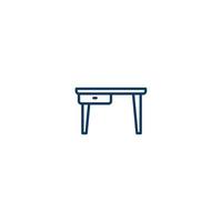 ícone de linha de móveis de mesa de mesa. sinal de estilo linear para conceito móvel e web design. ícone de vetor de contorno de móveis de mesa de mesa. símbolo, ilustração do logotipo. gráfico vetorial