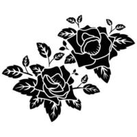 flor de motivo de rosa preta de silhueta vetor
