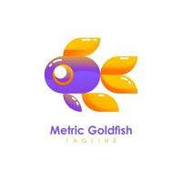 peixinho dourado do logotipo métrico do mar vetor