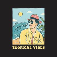 ilustração de praia tropical vetor