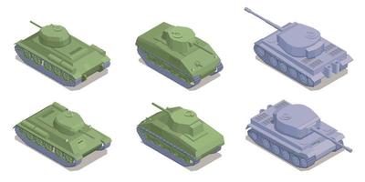conjunto de tanques militares da segunda guerra mundial vetor