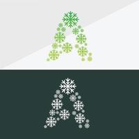design de vetor de alfabeto de floco de neve logotipo de ícone de natal neve floco de neve ícones de linha de cor simples vetor de neve