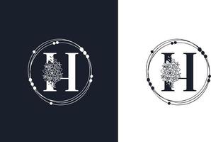modelo de design de logotipo floral minimalista letra h vetor